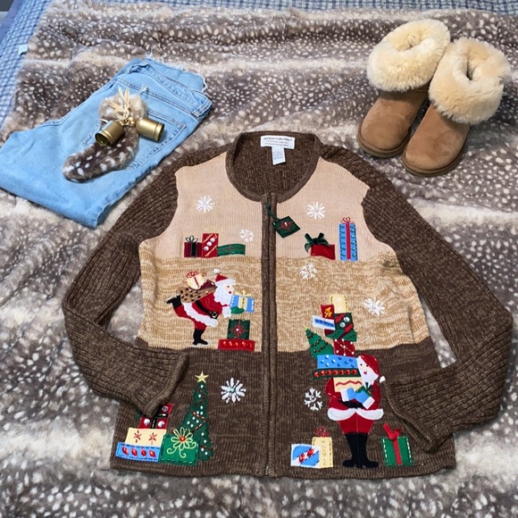 Heirloom collectibles Christmas Collection Zip up vintage Sweater Large - Picture 9 of 9